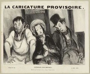Interiör i en omnibus, ur serien "Parisiska typer" från La Caricature Provisoire