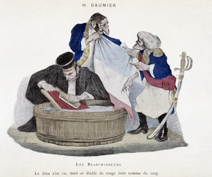 Tvättmaskiner: den franska flaggan - karikatyr av Honoré Daumier