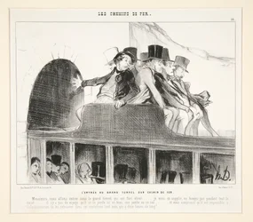 Ingången till den stora järnvägstunneln, ur ”Les Chemins de Fer”, i Le Charivari, 22 mars 1844