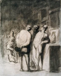 De tre finsmakarna. Teckning av Honore Daumier (1808-1879), fransk konst, 1800-talsrealism. Art Institute of Chicago (USA).