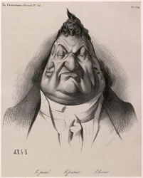 Louis-Philippe sedd av Daumier - Det förflutna - Nuet - Framtiden - från La Caricature - 1834 - av Honoré Daumier - Illustration ur tidskriften "La Caricature", 9 januari