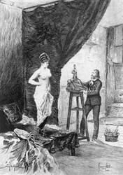 Illustration av Georges Cain (1856-1919) för kusin Bette, roman av Honore de Balzac (1799-1850) från samlingen med flera volymer med titeln Human Comedy, publicerad 1900, Paris