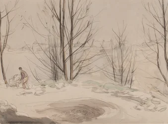 Carshalton Quarry, 1907 (krita och wc på papper)