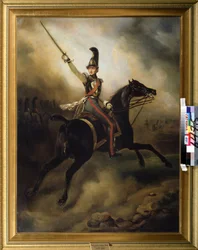 Porträtt av prins Fredrik av Nederländerna (Frederik av Orange-Nassau (Orange Nassau) (1797-1881) (Porträtt av prins Fredrik av Nederländerna). Målning av Horace Vernet (1789-1881). Olja på duk, 97 x 128 cm