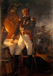 Porträtt till fots av Laurent Marquis de Gouvion Saint Cyr (1764-1830) marechal of the Empire vid slaget vid Polotsk Målning av Emile Horace Vernet (1789-1863) 1800-talet sön. 2,2x1,42m