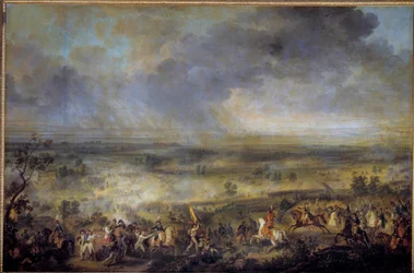 Slaget vid Marengo den 14/06/1800 Det uppstod under andra koalitionens krig (1798-1800) från en koalition av europeiska länder för att begränsa det revolutionära Frankrike och återställa monarkin. Målning av Emile dit Horace Vernet (1789-1863) 1800