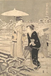 Pendlar till Komachi, från Te Series Seven Egant Episo de s of Te Poe t Komachi Furyu svårighetsgrad. . . , mygga. 1795.
