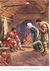Alfred den store i den prydliga flockens stuga, illustration från 