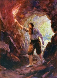 Crusoes äventyr i grottan, illustration till 