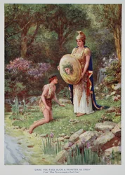 "Vågar du möta ett sådant monster som detta?" (färg litho)