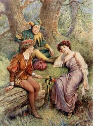Rosalind, Celia och Touchstone i "As You Like It" från "Children