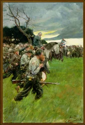 Hans armé bröt upp och följde honom gråtande och snyftande, från 