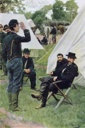 Sheridans första intervju med Rowand, illustration från "Rowand" av William Gilmore Beymer, pub. i Harper