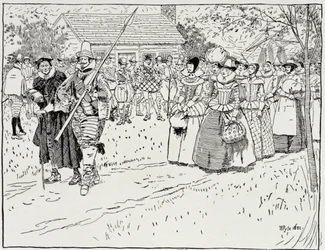The Arrival of the Young Women at Jamestown, 1621, från Harper