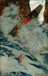 The Boat and I Got by him with a Rush, från "Sinbad on Burrator", av Arthur Quiller-Couch (1863-1944), publicerad i Scribner