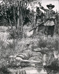 The Death of King Philip, graverad av A. Hayman, från Harper