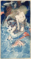 The Fishing of Thor and Hymir, från "North Folk Legends of the Sea" av Howard Pyle, publicerad i Harper