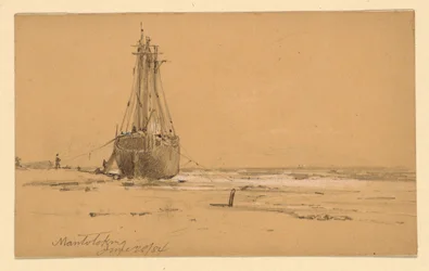 Teckning, Vid havsstranden i Mantoloking, 1884