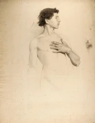 Naken pojke, torso och huvud