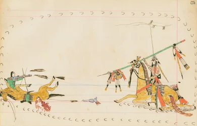 Howling Wolf and Another Warrior, 1874-75 (penna, bläck och wc på huvudbokpapper)