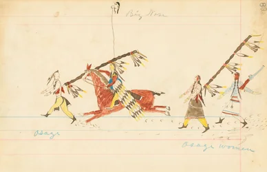 Osage, Big Nose, Osage Women, 1874-75 (penna, bläck och wc på huvudbokpapper)