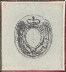 Armorial Cartouche med krona och swags