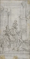 Studie till vinjett-frontispiece i Charles-Simon Favarts "L