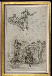 Studie till vinjett i Fontenelles (attr.) "Les Amours de Mirtil", Canto VI