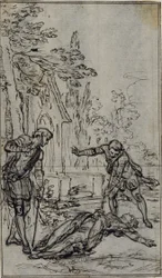 Studie till vinjett i Voltaires "La Pucelle d