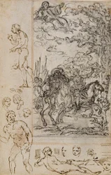 Studie till vinjett i Voltaires "La Pucelle d