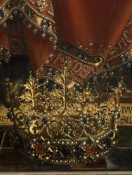 Detalj av Gud Fadern, från Gents altartavla (olja på panel)