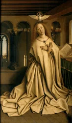 Virgin Annunciate, från utsidan av den högra panelen på Gents altartavla