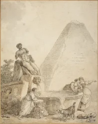 En romersk Capriccio med pyramiden av Gaius Cestius