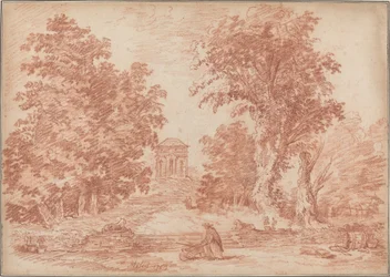 Italiensk park med en Tempietto