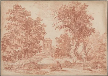 Italiensk park med ett tempietto
