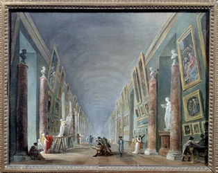 Louvres stora galleri mellan 1801 och 1805. Målning av Hubert Robert (1733-1808), 0,37 x 0,46, Louvren, Paris