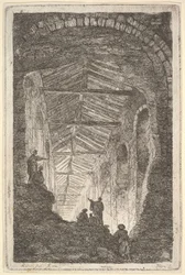 Tavla 10: The Ancient Gallery: ett stort täckt galleri, ljus som kommer in från bak..., ca. 1763-64.