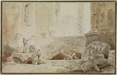 Romerskt capriccio med en gatusångerska