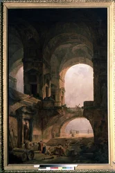 Sarkofag. Målning av Hubert Robert (1733-1808), olja på duk