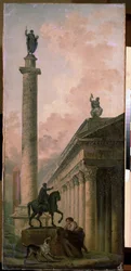 Sarkofag. Målning av Hubert Robert (1733-1808), olja på duk