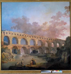 Utsikt över bron du Gard Målning av Hubert Robert (1733-1808) 1700-tal sön. 2,42x2,42 m - Utsikt över Pont du Gard (Frankrike). Målning av Hubert Robert (1733-1808)