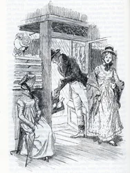 "Emma förklarar att hon är den som arrangerar bröllopet för Miss Taylor och Mr Weston" (illustration)