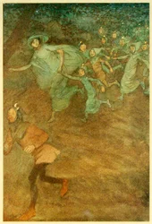 Enter Sir Hugh Evans, Anne Page, och andra, från The Merry Wives of Windsor, 1910.