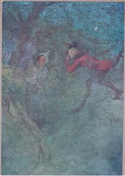 Jag gick till henne och grät mamma och hon grät Budget, illustration från The Merry Wives of Windsor, 1910