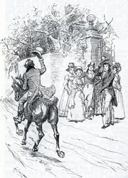 "Mr Perry passant a cheval" (illustration)
