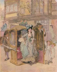 Preliminär skiss för illustration till The School for Scandal, c1917.