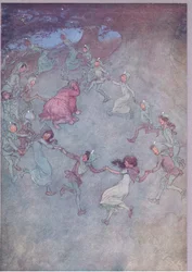 Låt dem sedan omringa honom, illustration från The Merry Wives of Windsor, 1910