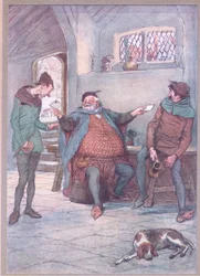 Detta brev till Mistress Page och du detta till Mistress Ford, illustration från The Merry Wives of Windsor, 1910
