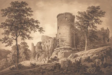 Castle Ruins (penna och bläck med tvätt på papper)