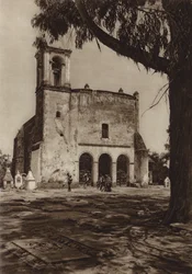 Mexiko: Amecameca, kapellet "Guadalupe" på det heliga berget (svartvitt foto)